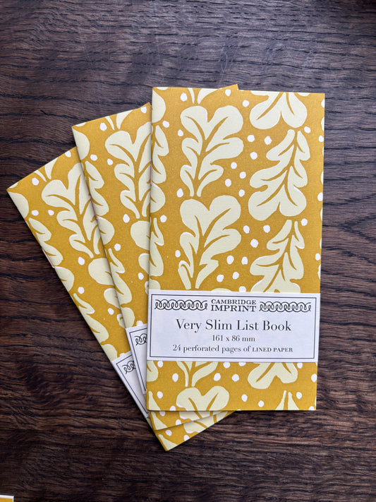 Very Slim List Book by Cambridge Imprint (Quercus Mustard)