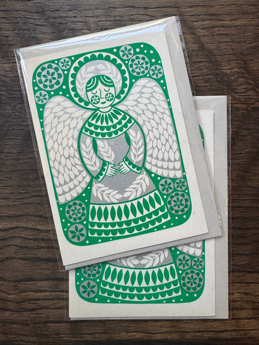 Green Angel Card by Karoline Rerrie