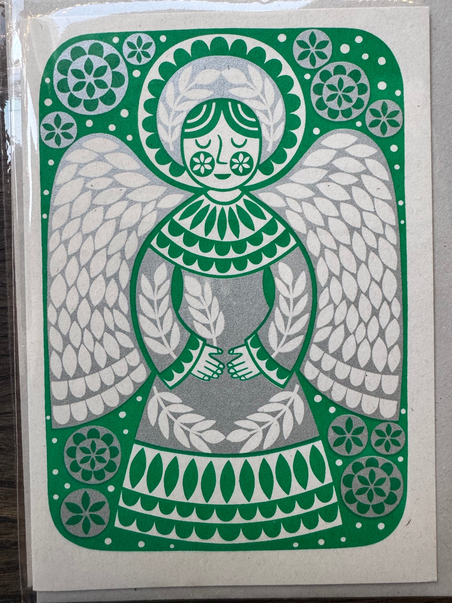 Green Angel Card by Karoline Rerrie