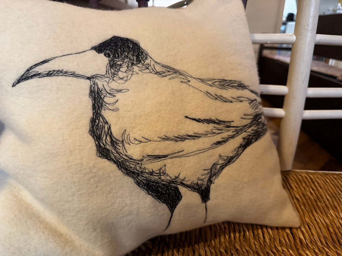 Rook Free-Machine Embroidered Cushion by The Speculating Rook