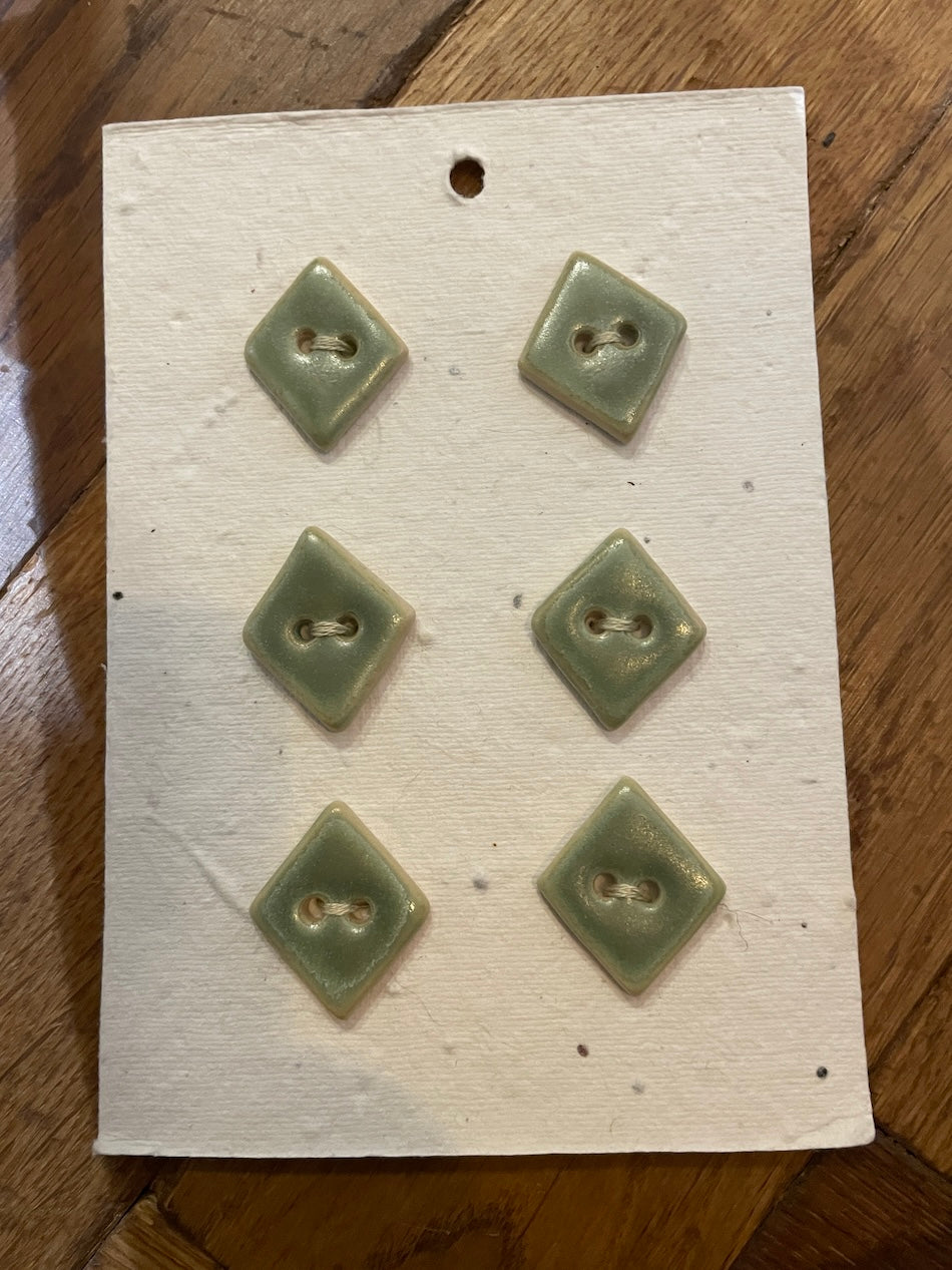 Ceramic Buttons, Celadon Diamond, by Kate Webber