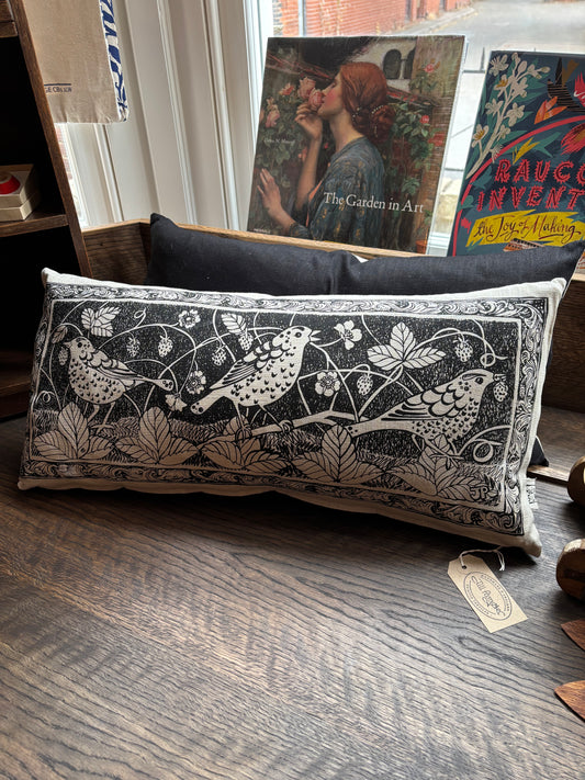 Jill Pargeter Strawberry Thief Rectangular Linen Cushion