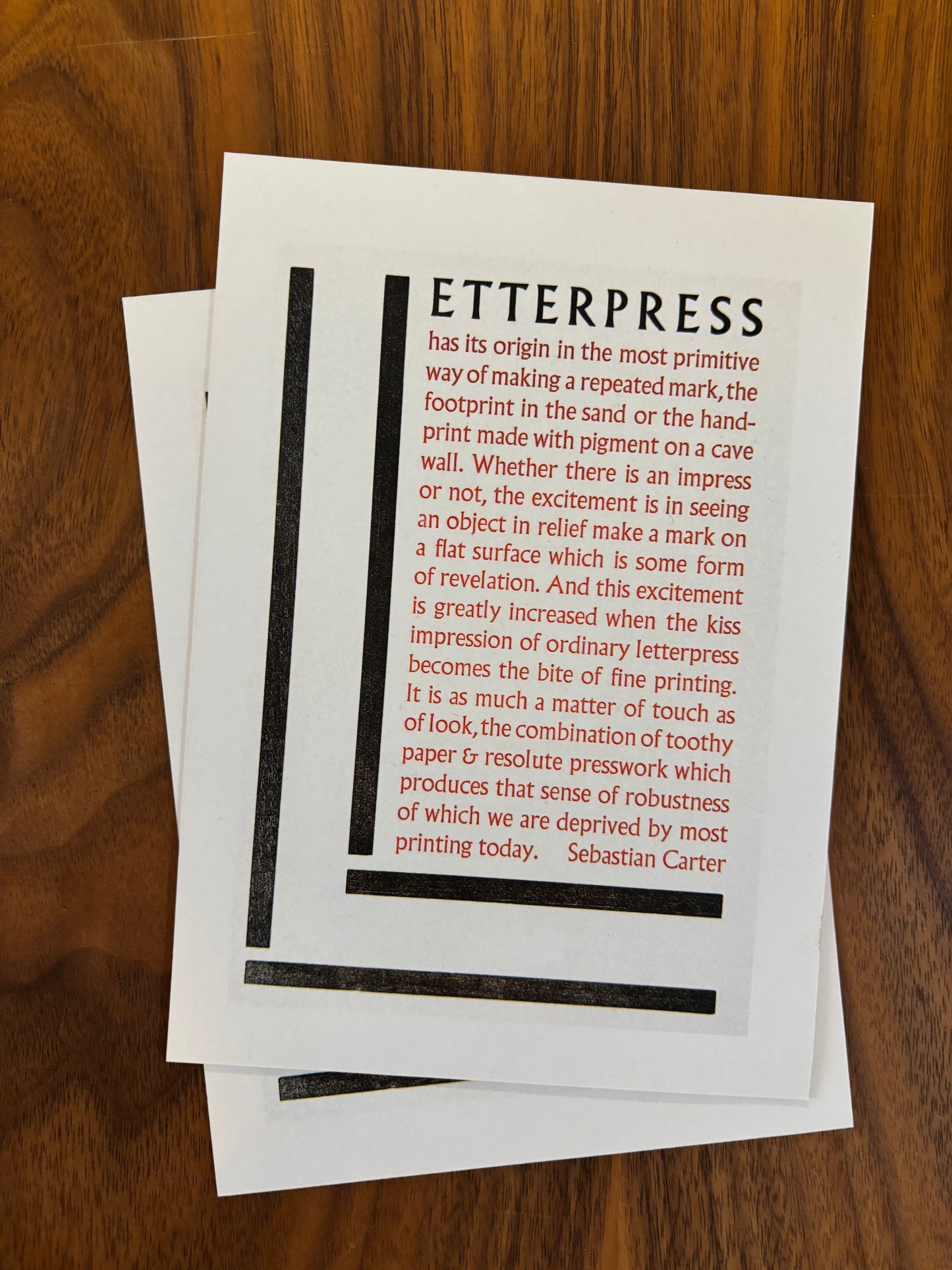 In Praise of Letterpress Postcard
