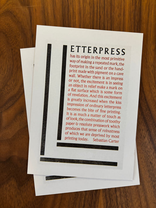 In Praise of Letterpress Postcard