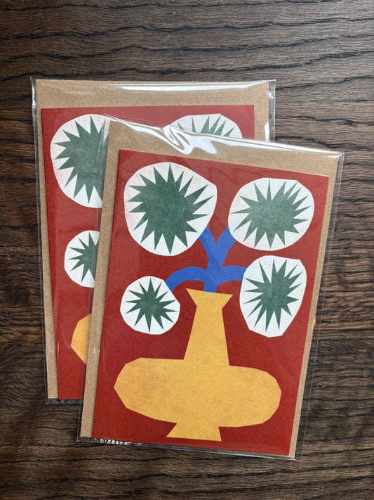 Flowers in Yellow Vase Card by Marcello Velho