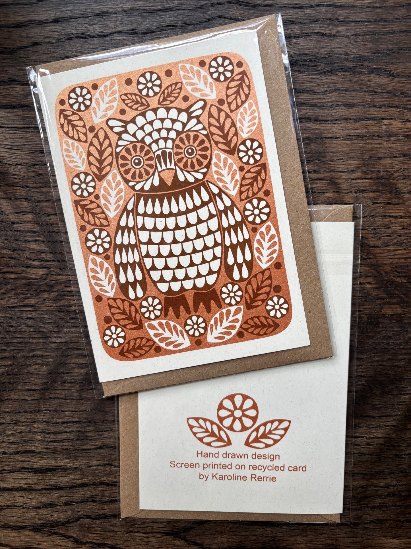 Karoline Rerrie Screen Printed Card Owl