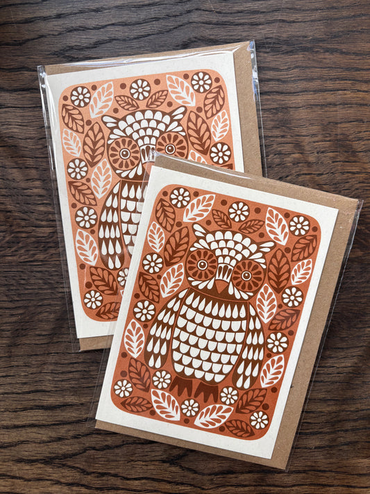 Karoline Rerrie Screen Printed Card Owl