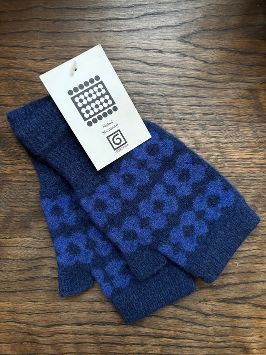 Blue Fingerless Mittens by Mabel Sheppard x Hornsea