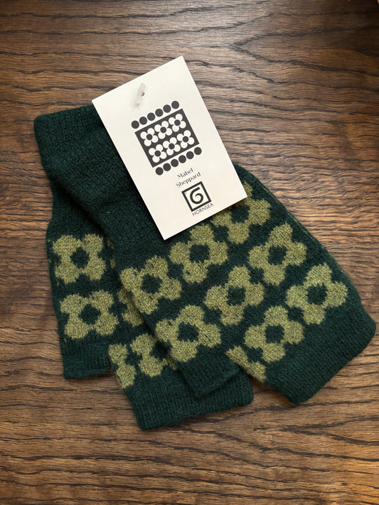 Green Fingerless Mittens by Mabel Sheppard x Hornsea