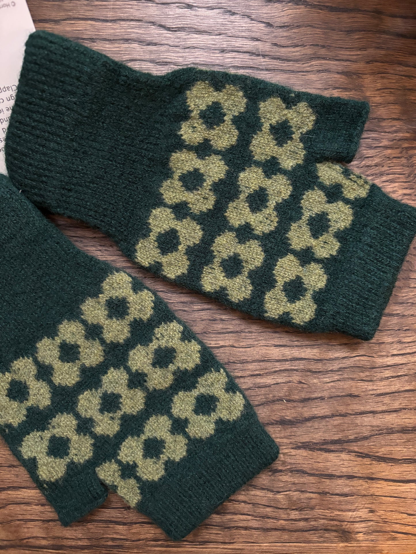 Green Fingerless Mittens by Mabel Sheppard x Hornsea