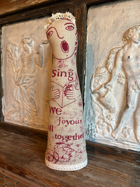 Sing We Joyous Linen Figure by Jill Pargeter