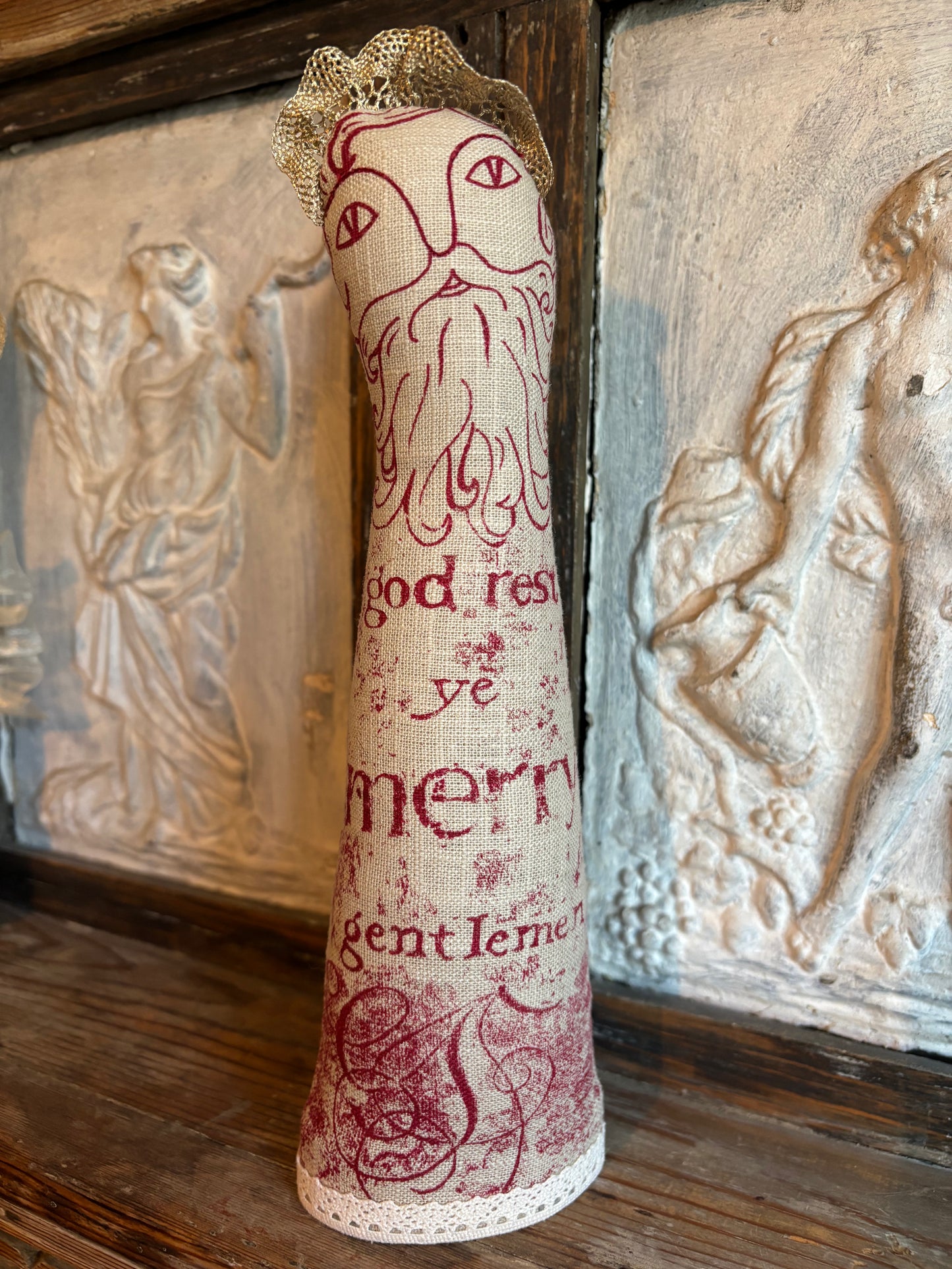 God Rest Ye Merry Gentlemen Linen Figure by Jill Pargeter