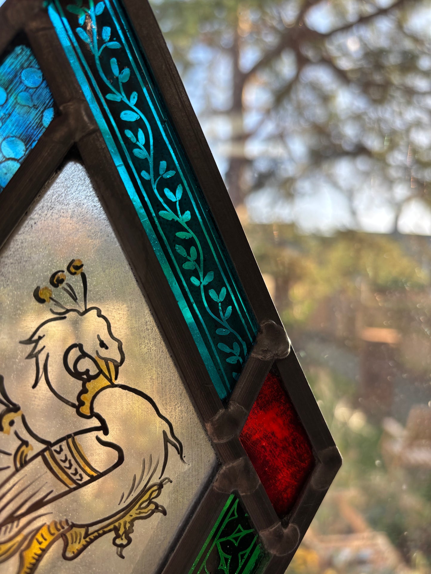 Peacock Stained Glass Panel by Deborah Lowe