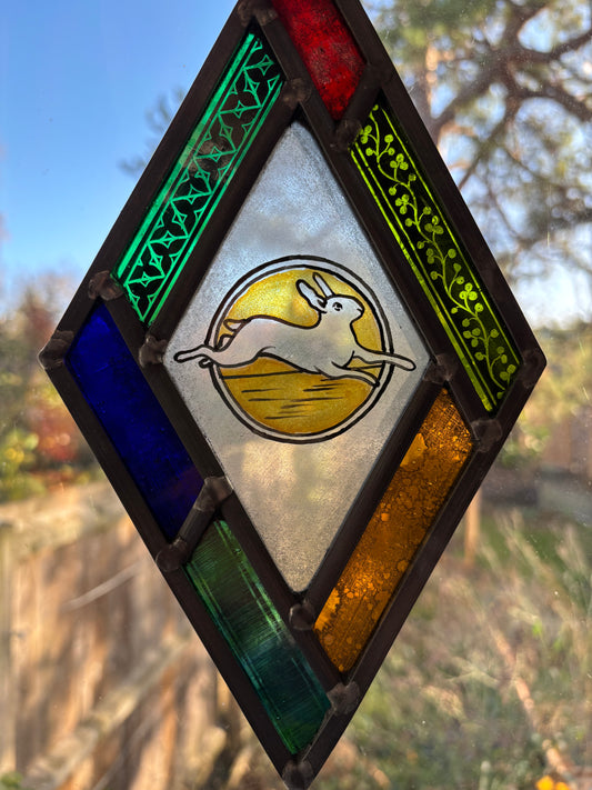 Hare Stained Glass Panel by Deborah Lowe