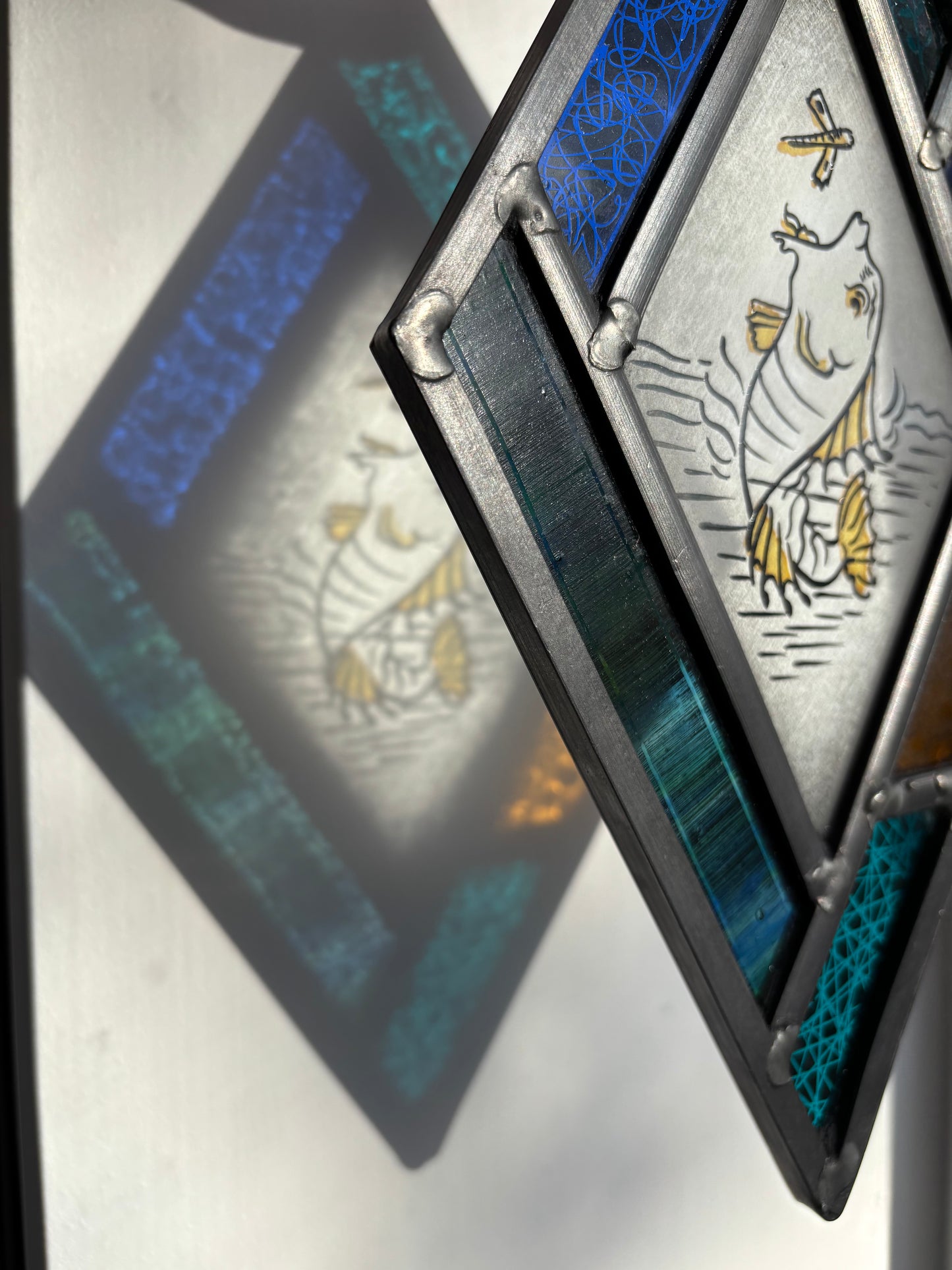 Fish Stained Glass Panel by Deborah Lowe