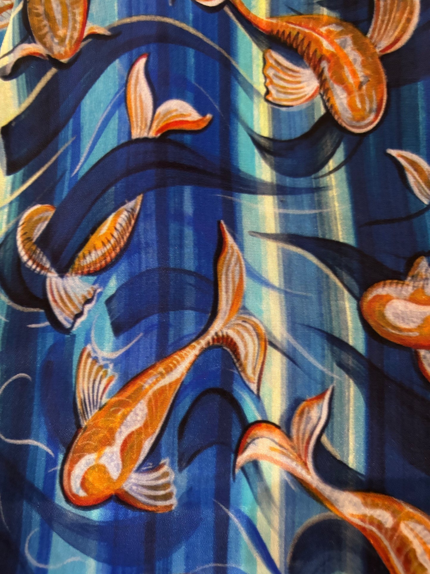 Double Twill Koi Fish Silk Scarf
