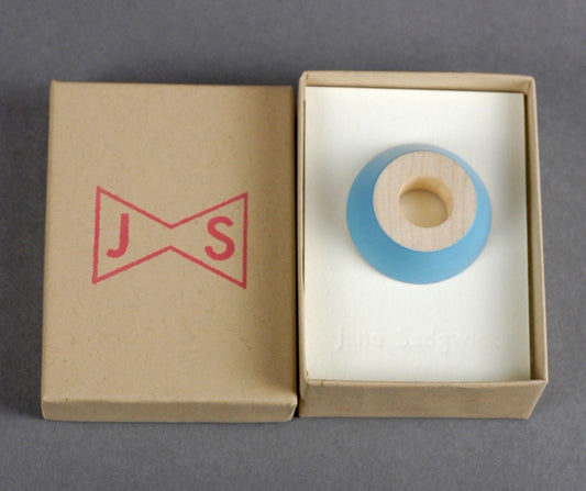 Blue sycamore tapered circle pin brooch by Jane Sedgwick