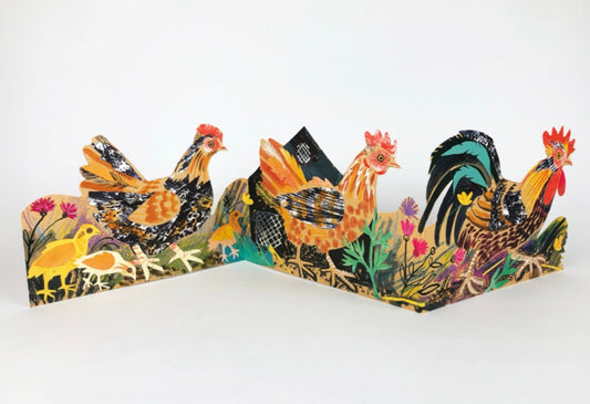 ’Chickens' pop-up greetings card by Mark Hearld