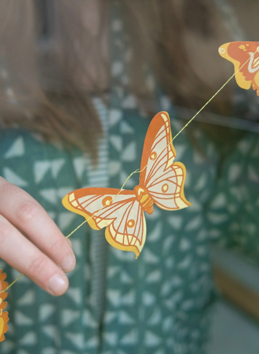 Hand Printed Butterfly Garland