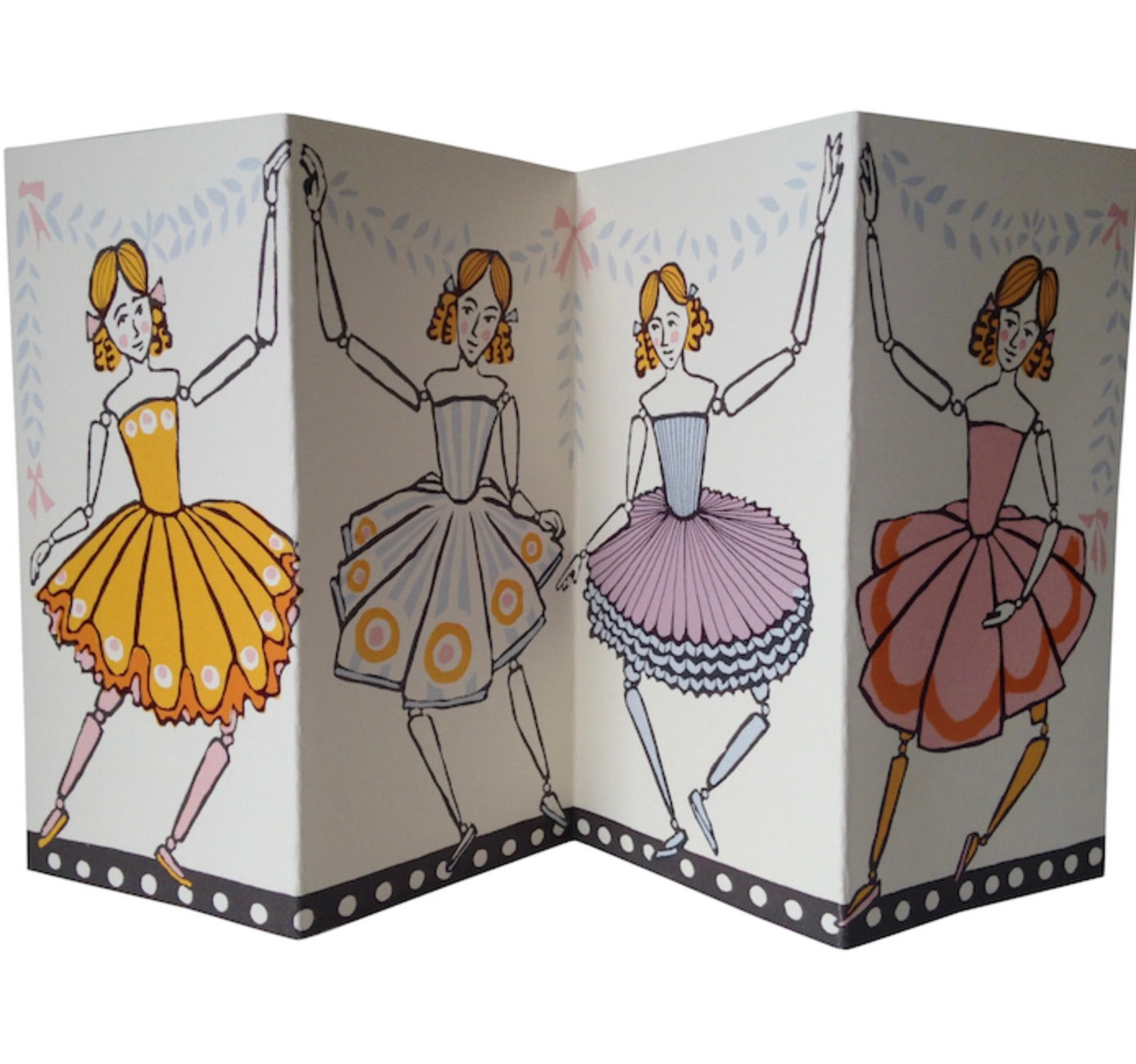 3D concertina Marionettes card by Cambridge Imprint