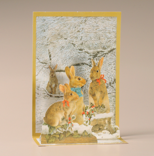 Rabbits Cascade Xmas Card
