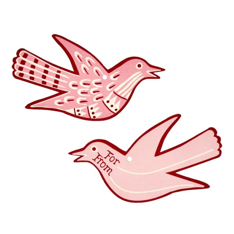 Five Fancy Songbird Gift Tags in Bramble by Cambridge Imprint