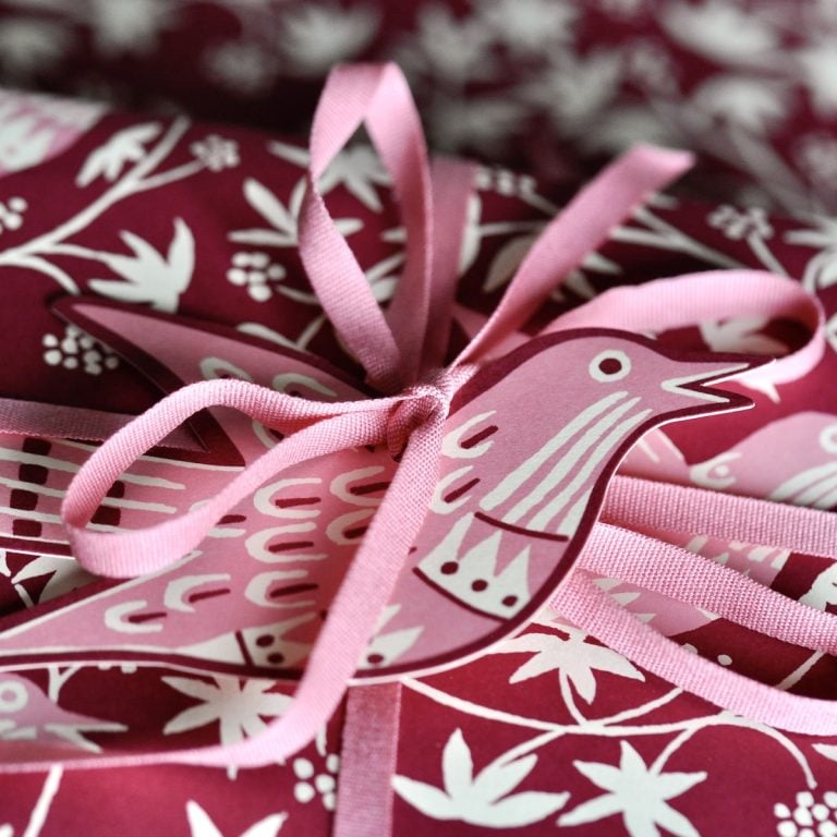 Five Fancy Songbird Gift Tags in Bramble by Cambridge Imprint