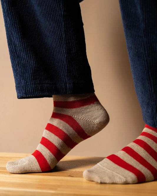 Merino Wool Socks by Rove (UK 8 - 11) | Stripe Red