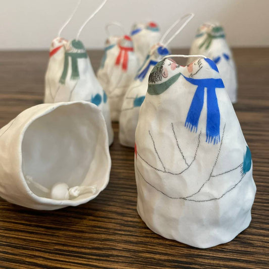 Porcelain Kissing Jingle Baubles by Becca Brown