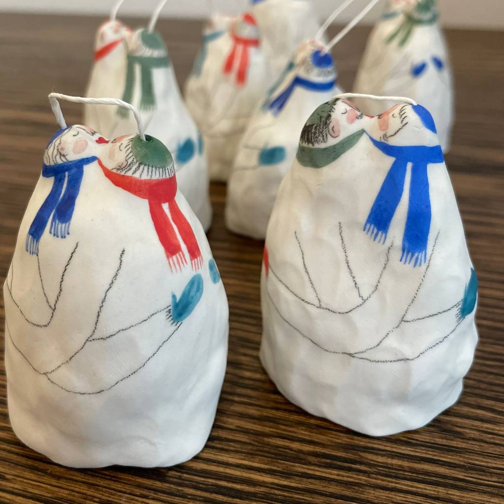 Porcelain Kissing Jingle Baubles by Becca Brown