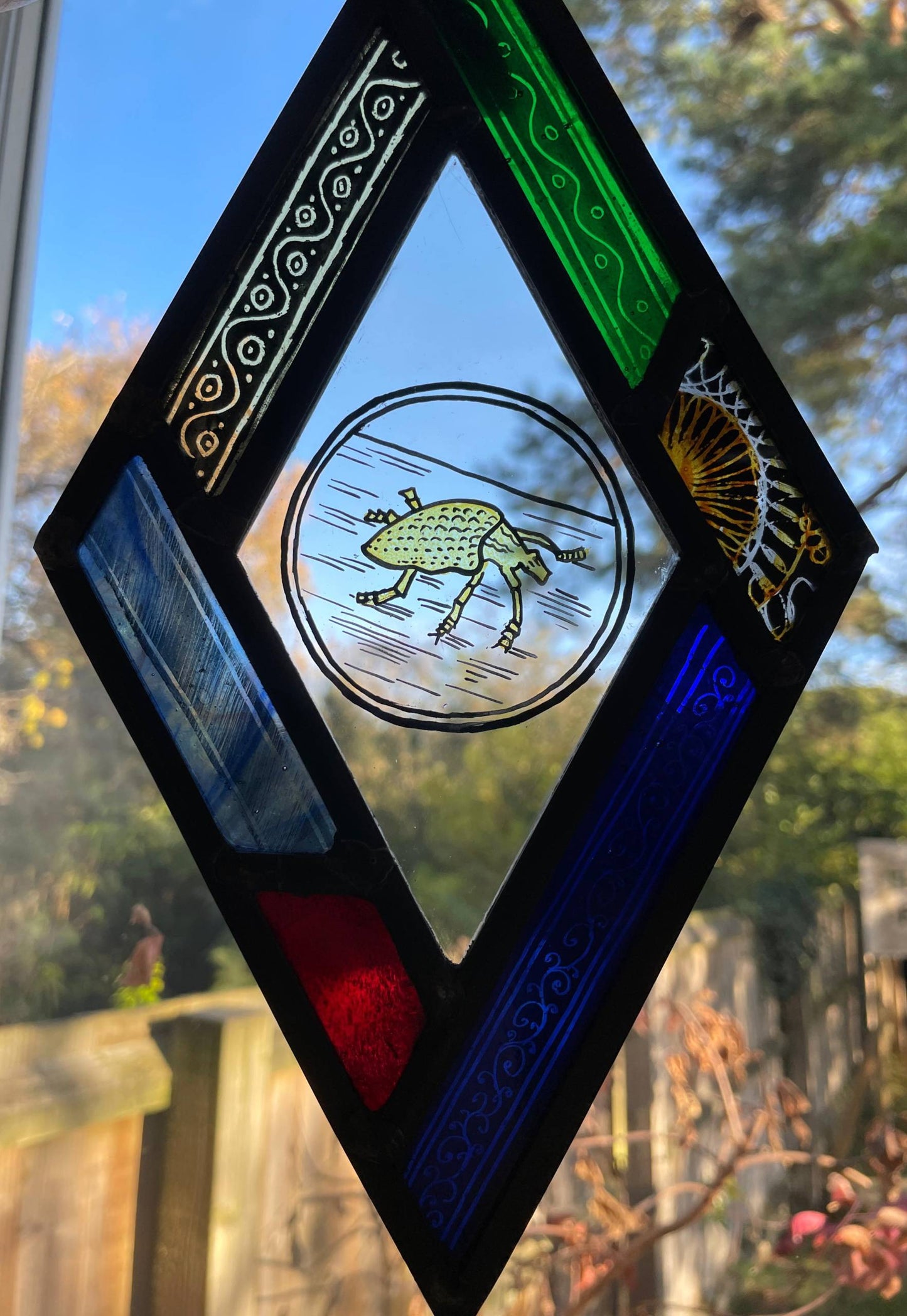 Beetle Stained Glass Panel