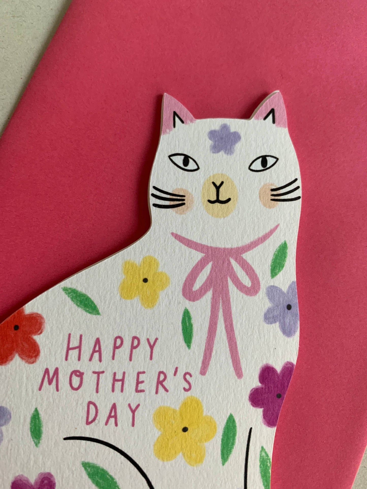 Sitting Kitty Floral Shaped Cat Greeting Card