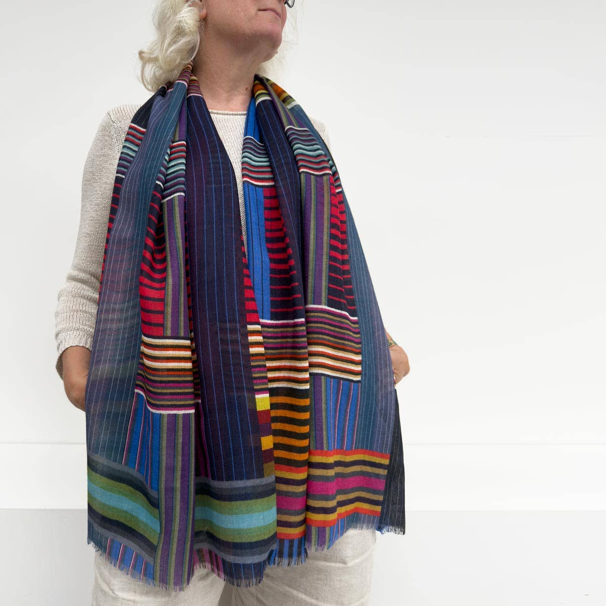 Shuttle Lightweight Fine Wool Scarf by Margo Selby
