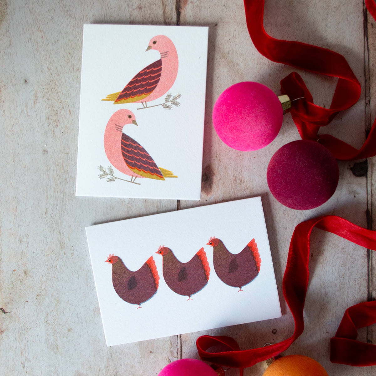 Three French Hens Card by Bobbie Print