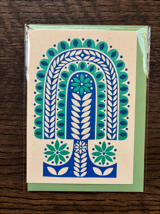 Karoline Rerrie Blue Tree Screen Printed Card