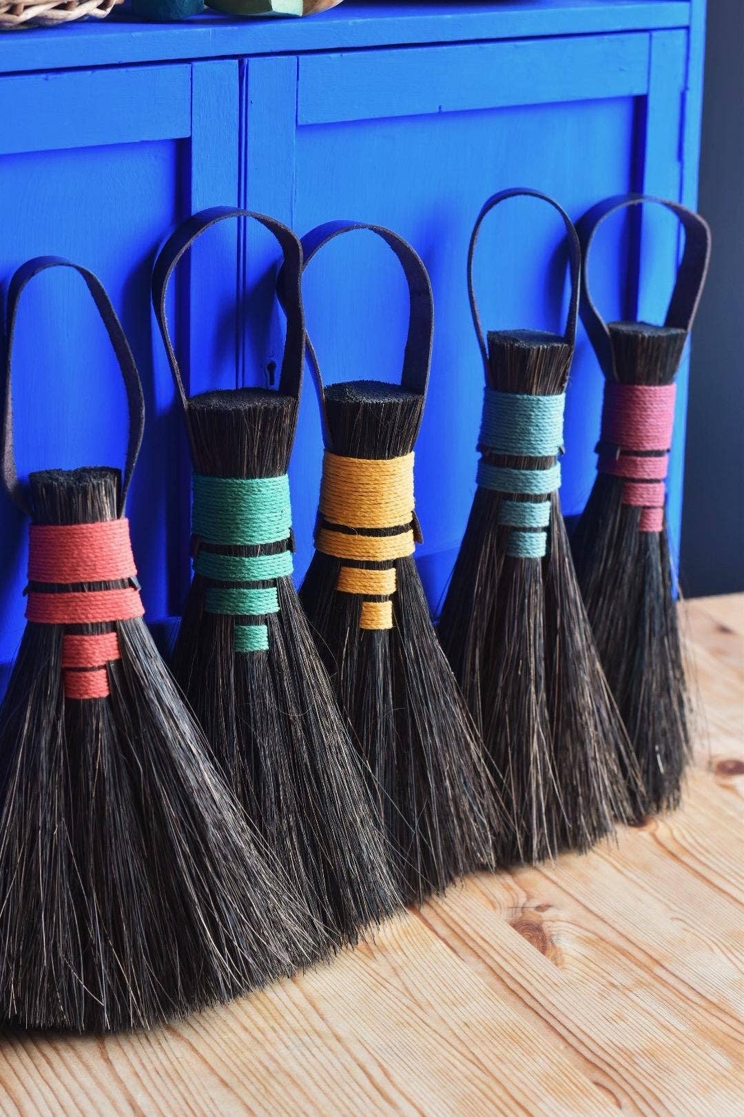 Blue Arenga Fibre Hand Broom by Bec Wild
