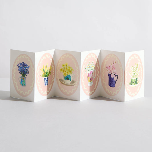 Pink Flowers Concertina Card by Sara Sayer