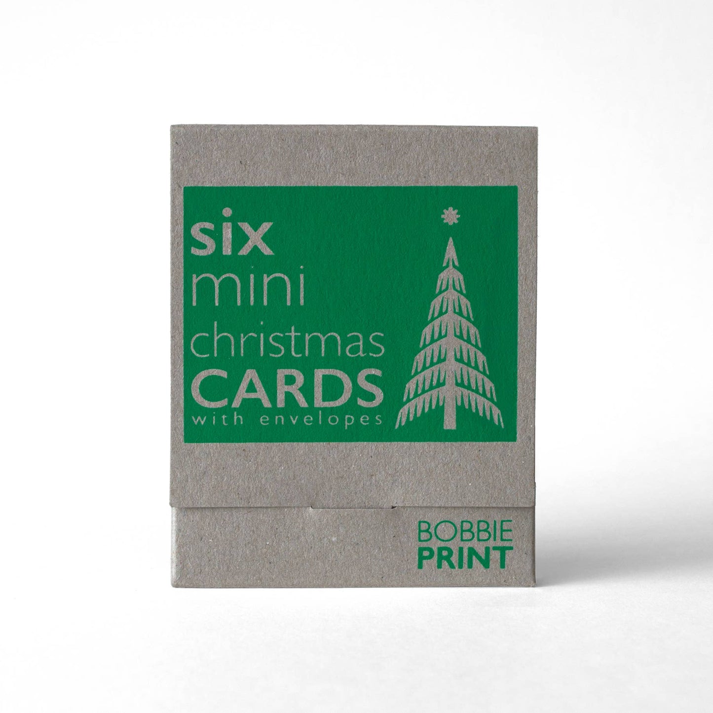Boxed Set of 6 Mini Risograph Printed Christmas Cards Green