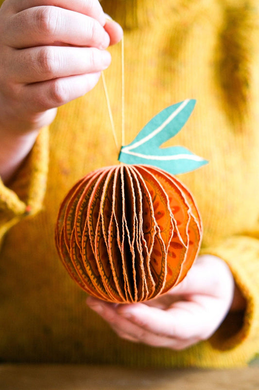 Orange Honeycomb Ornament by East End Press