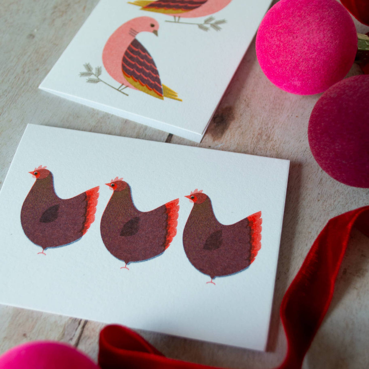 Three French Hens Card by Bobbie Print
