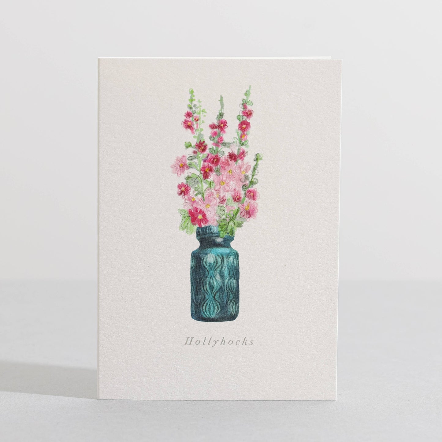 Hollyhock Botanical Flower Mini Card by Sara Sayer