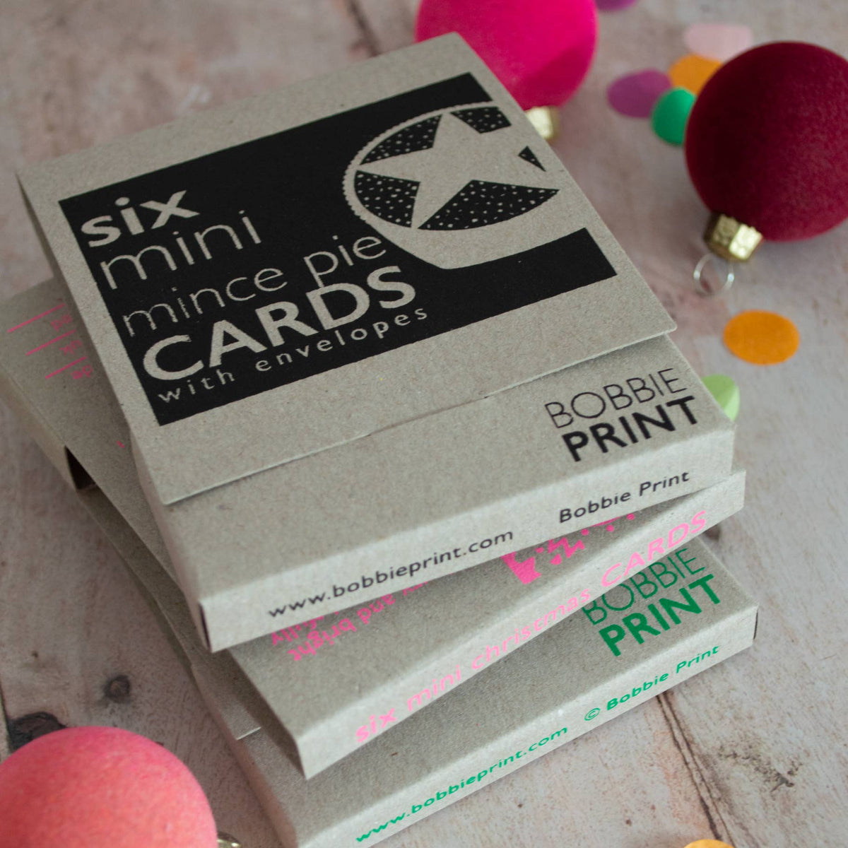Mince Pie Cards by Bobbie Print (Set of 6)