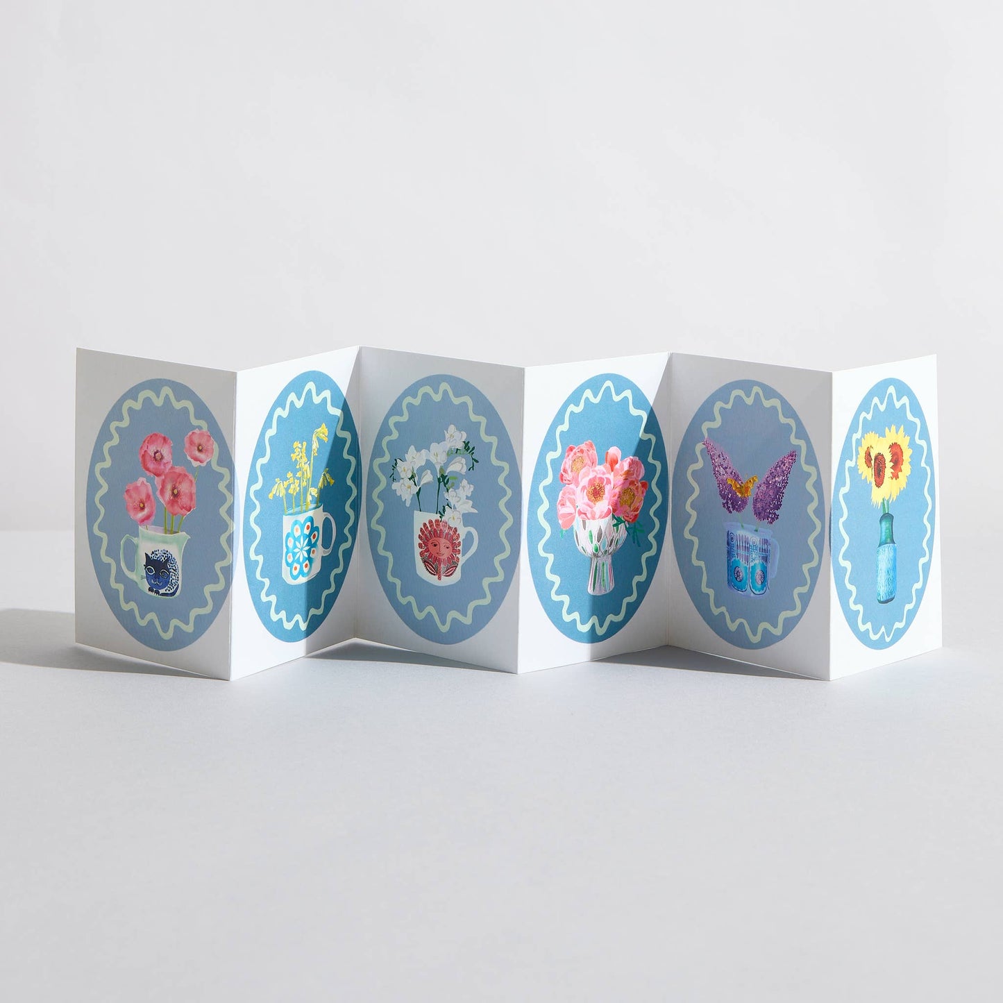 Blue Flowers Concertina Card by Sara Sayer