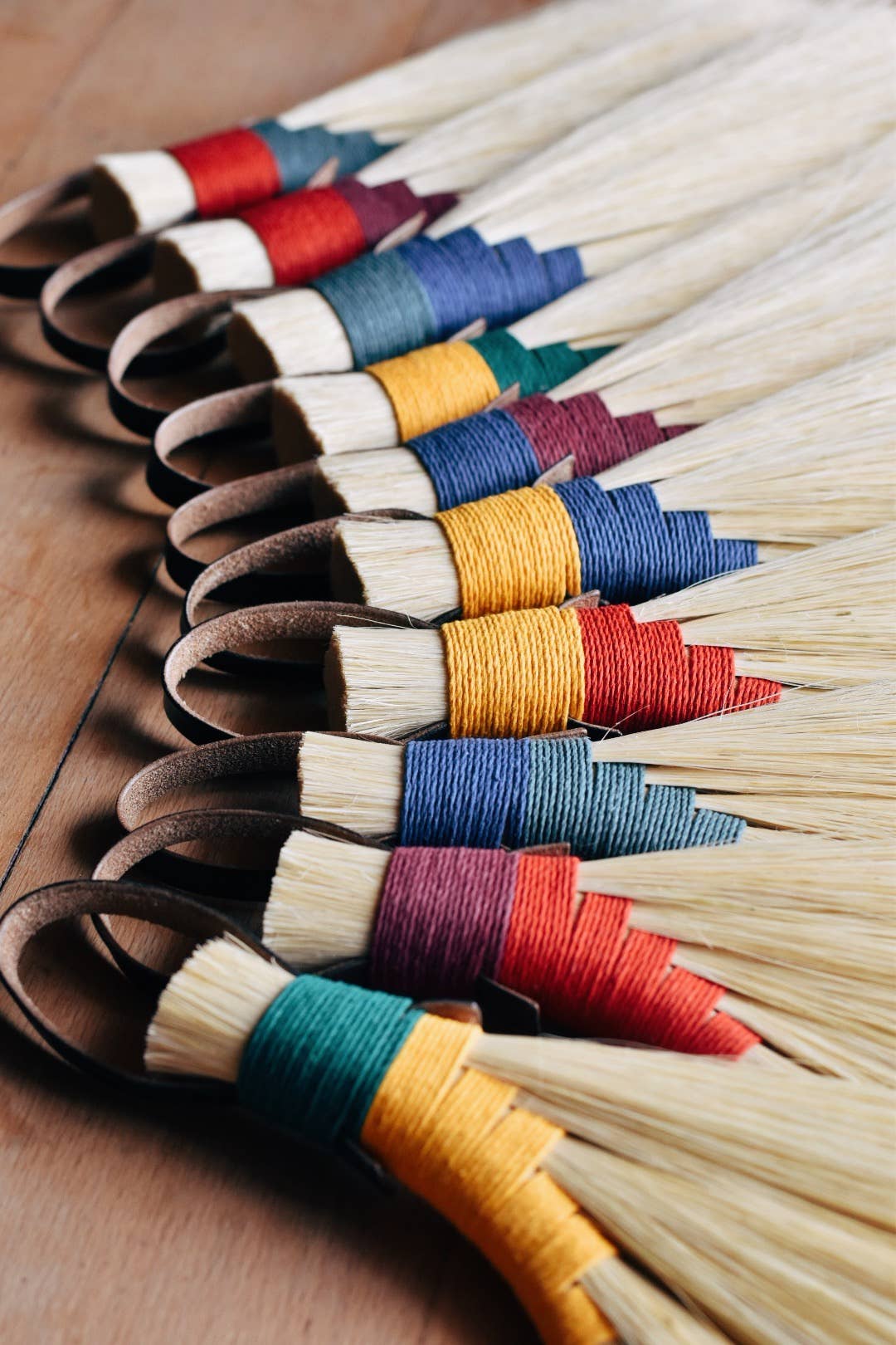 Tampico Fibre Turkey Wing Hand Broom Brush Two Tone Colours: Red & Yellow