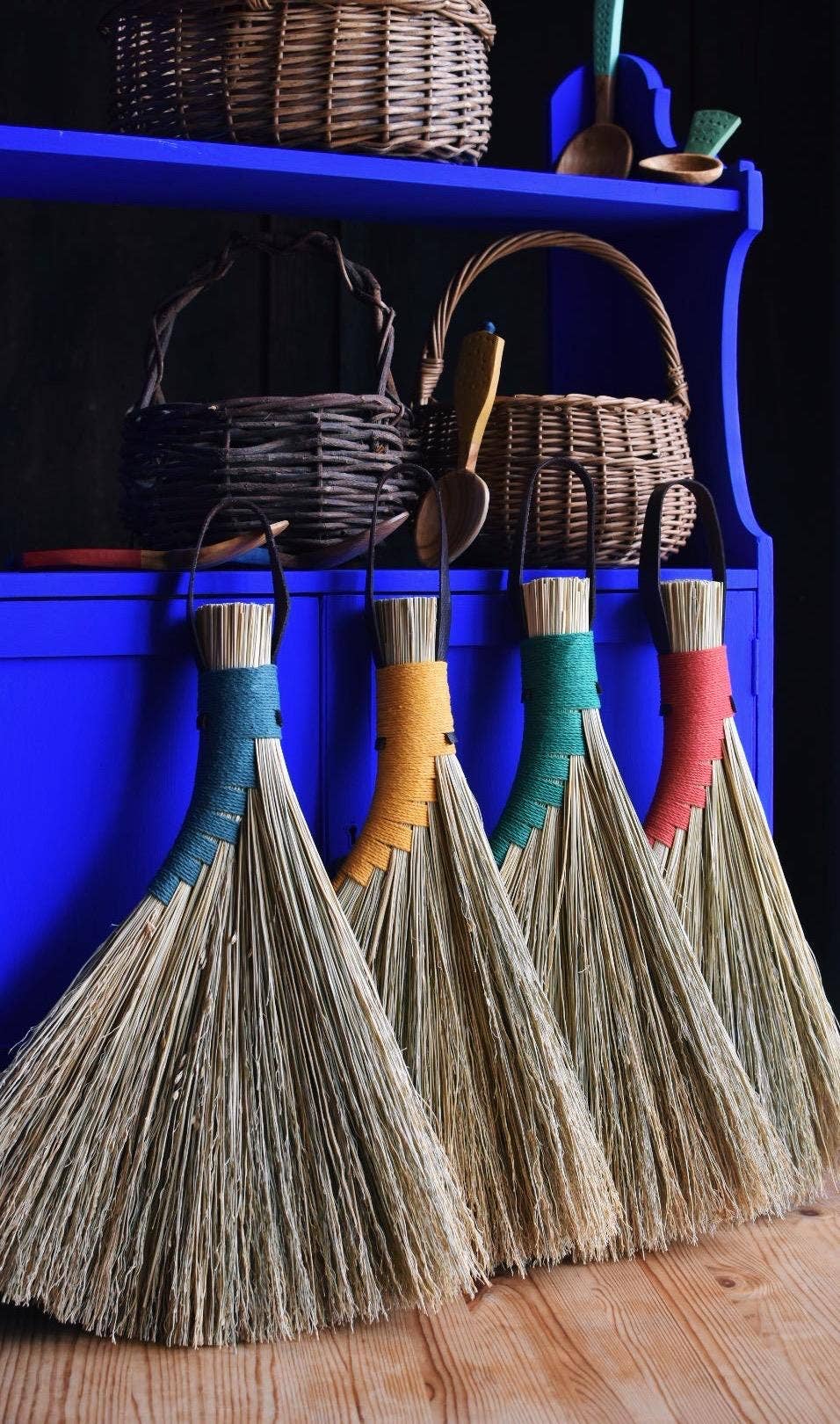 Broomcorn Sorghum Eco Brush Hand Broom Large: Blue
