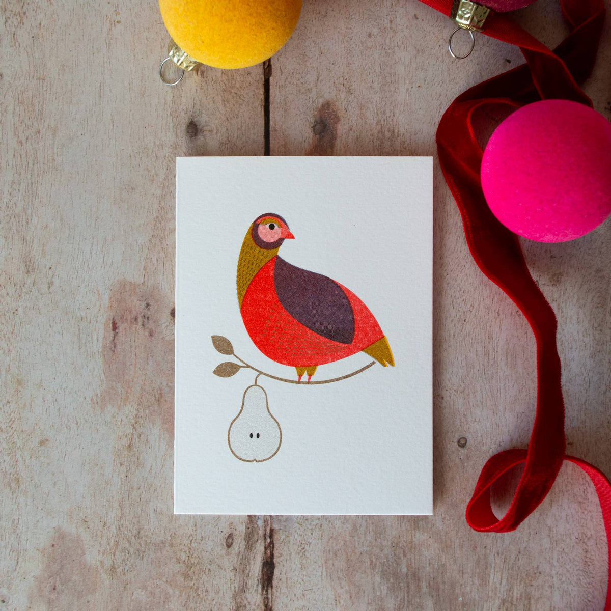 Partridge in a Pear Tree Card by Bobbie Print