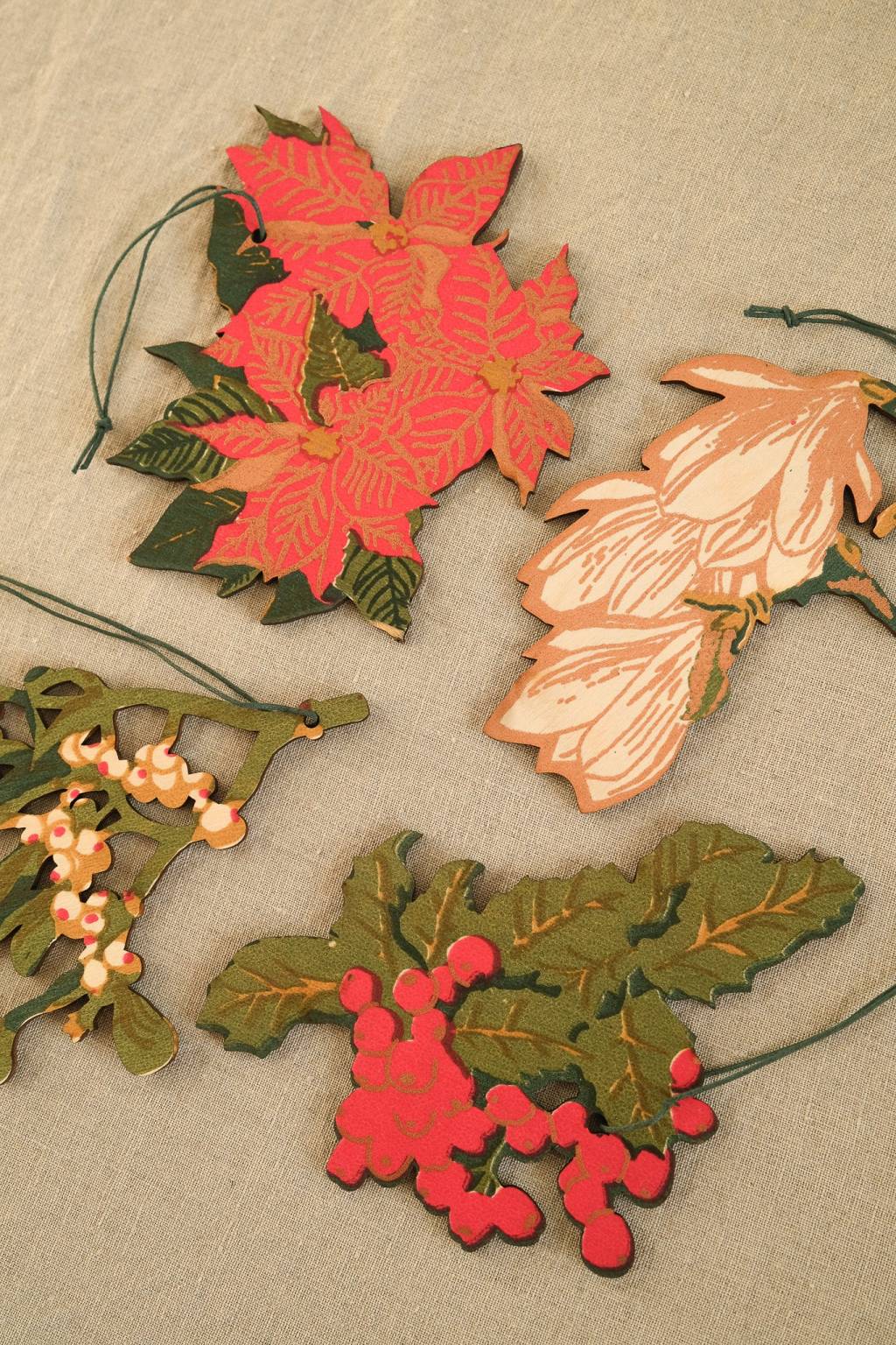 Festive Foliage Wooden Ornaments