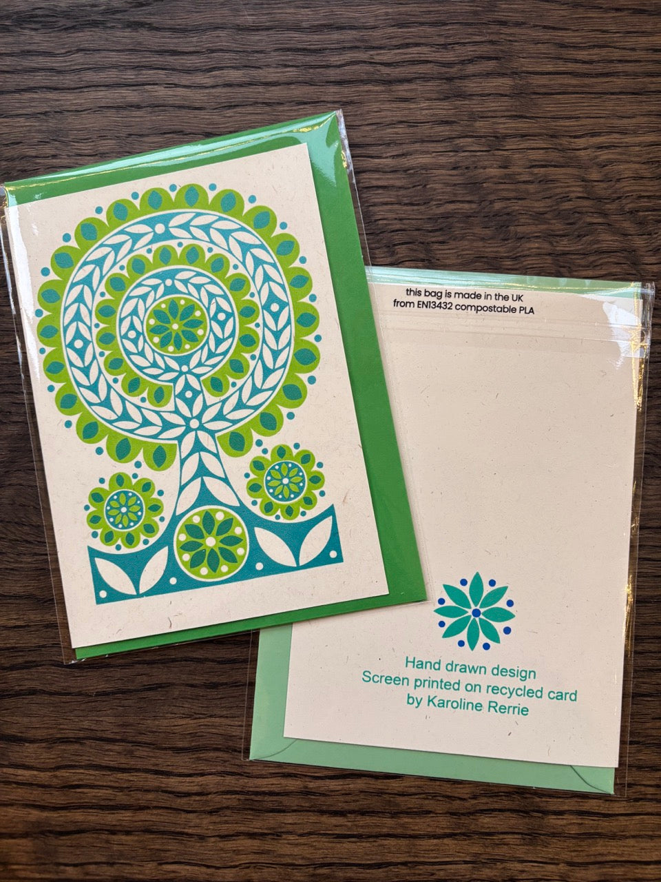 Karoline Rerrie Green Tree Screen Printed Card