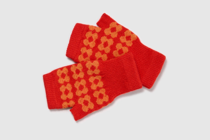 Red Fingerless Mittens by Mabel Sheppard x Hornsea
